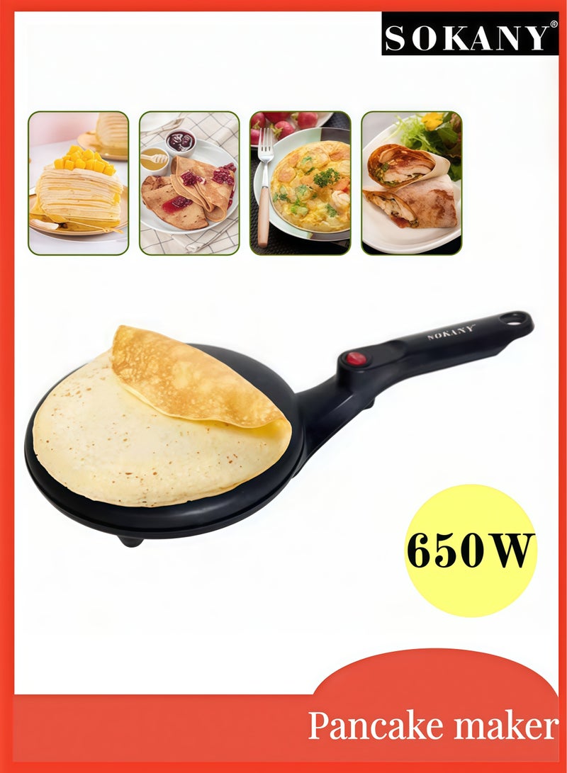 sokany Pancake Maker Portable Electric Pancake Maker  - Fast and Energy-Saving - Makes All Kinds of Pancakes - Non-stick Pan- 20cm Electric Pancake Maker with Batter Spreader - Image 1
